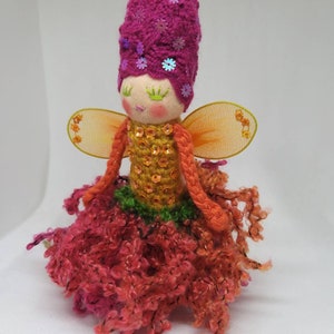 Fairy doll mobile, whimsy faerie doll, fairy, fire fairy, fantasy fairy, fuchsia and orange fairy image 7