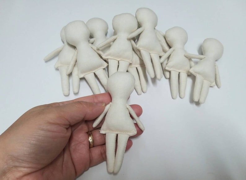 3.9 10 Unfinished Mini Dolls, Rag Doll DIY, White dolls, Cloth dolls, Little dolls, Blank dolls, raw dolls image 2