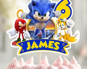 Decorazione personalizzata per torta di compleanno a tema Sonic (download digitale)