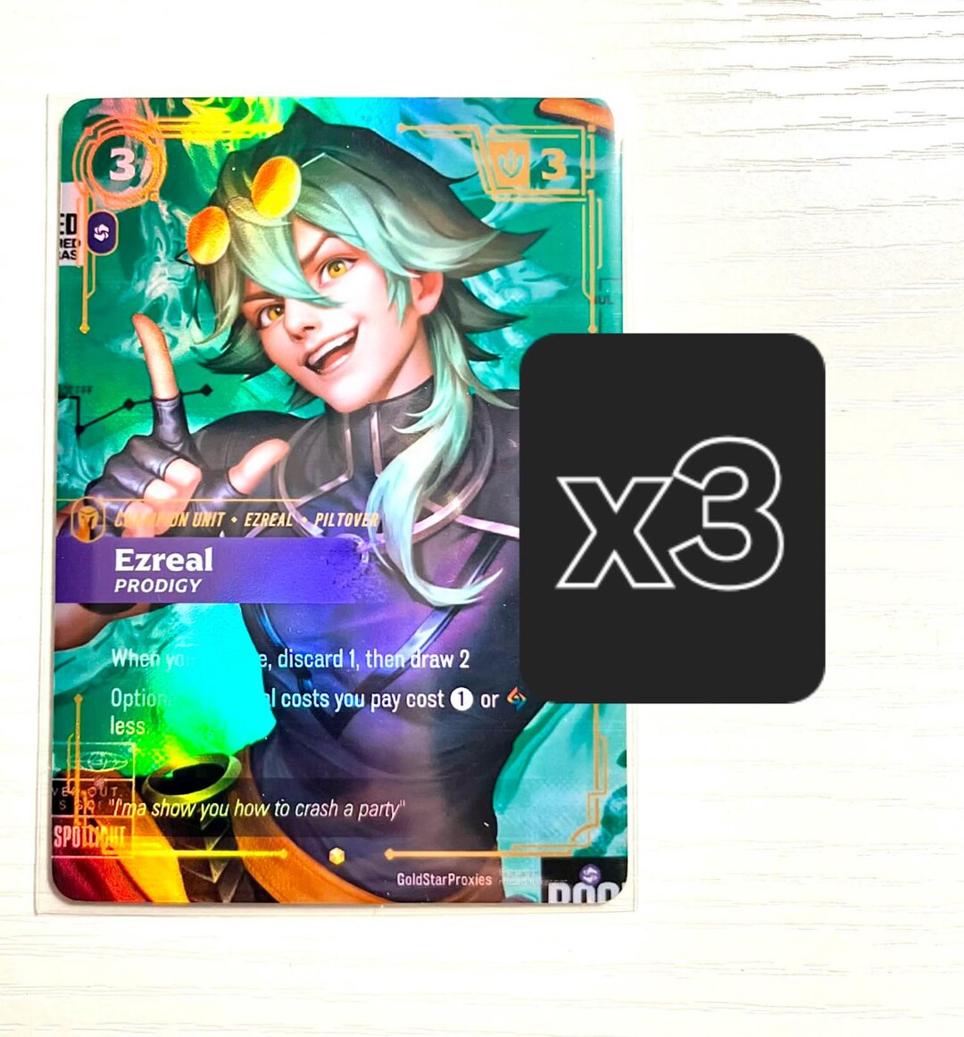 Riftbound Custom Card Ezreal Champion Playset (x3) (proxy) - Etsy