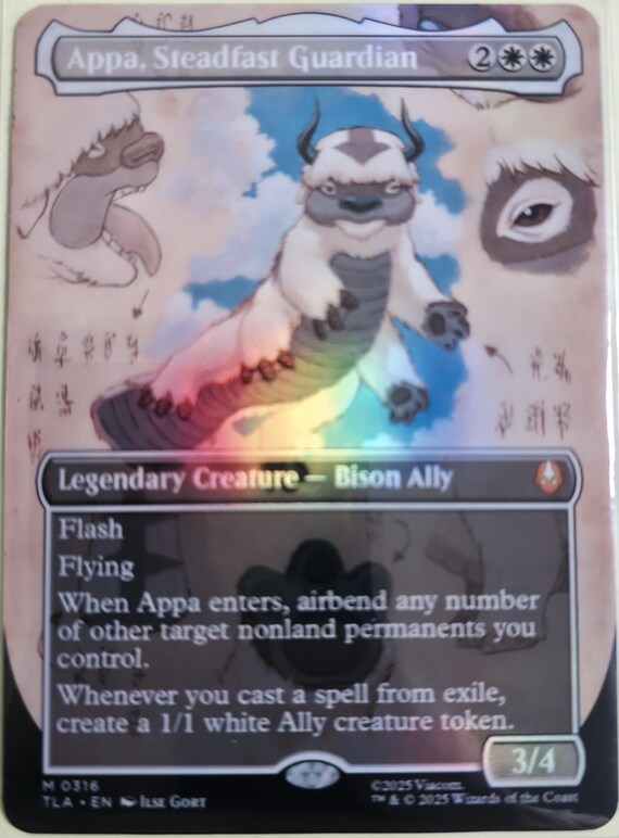 appa mtg card Magic: The Gathering Avatar: The Last Airbender Playmat (Exile them Appa, Steadfast Guardian (research Notes)