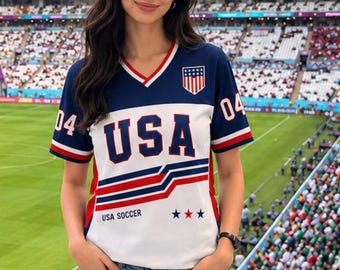 Camiseta de fútbol de EE. UU., camiseta retro de estrellas y rayas, camiseta personalizada con nombre y número, regalo para aficionados al fútbol de EE. UU.