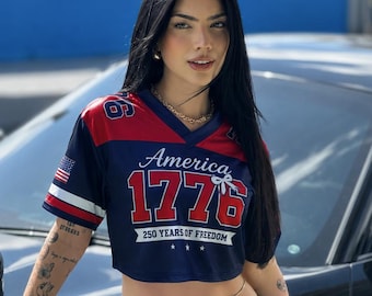 Camiseta corta patriótica estadounidense del 250 aniversario, camiseta personalizada con nombre para el Día de la Independencia, 1776-2026, patriótica, regalo del 4 de julio, atuendo para festivales de mujer