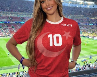 Camiseta 3D para aficionados al fútbol de Turquía, camiseta de fútbol personalizada con nombre y número, camiseta de fútbol de Turquía 2026, regalo con la bandera turca