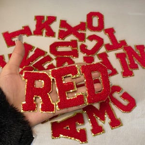 Parches termoadhesivos con letras de la A a la Z para bordar en chenilla, para decorar chaquetas, accesorios y manualidades.