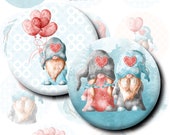 2.5 inch Valentines Gnomes Digital Collage Sheet. Scandinavian Nordic Scandi in love Dwarfs cabochon for 2.25 pocket mirrors tag pins badges