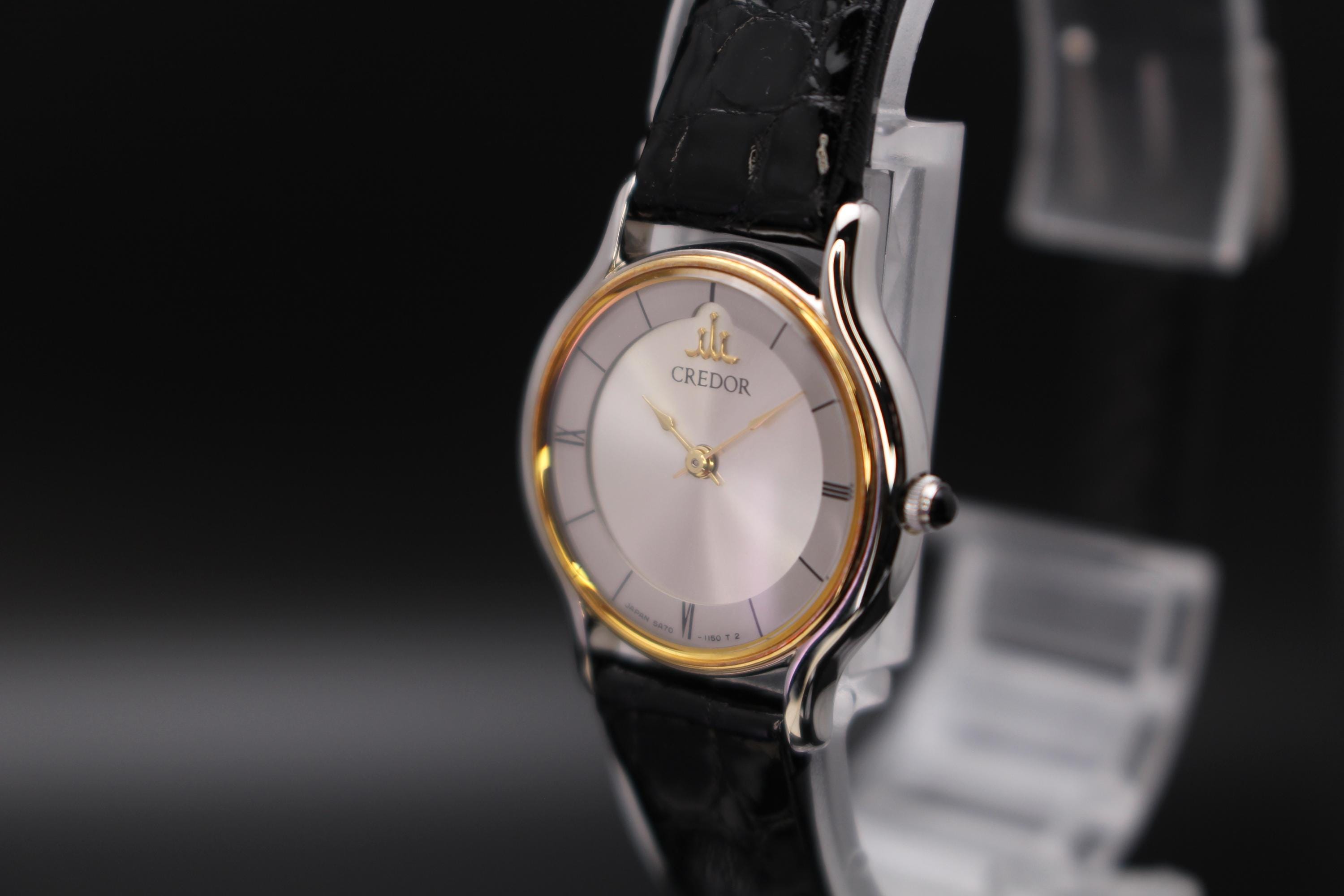 Near MINT] SEIKO CREDOR 5A70-0610 18KT Quartz Stainless