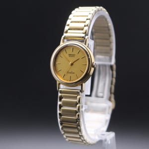 Vintage 1993 [EXC+5] Seiko Exceline 7321-0070 Gold Dial Quartz 22mm Womens Watch From Japan