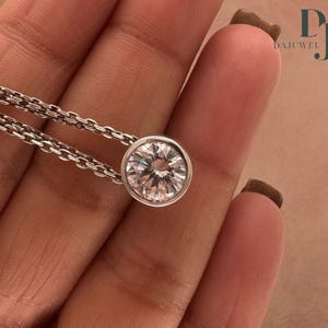 1.30 CT Moissanite Brilliant Round Cut Solitaire Wedding Pendant, Solid 10K/14K White Gold Diamond Necklace For Women, Birthday Gift For Her