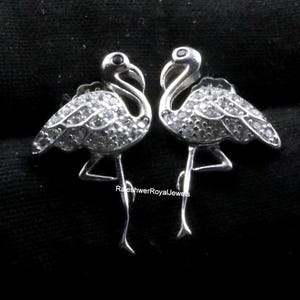 Sterling Silber Flamingo Ohrstecker: Kristallvogel Schmuck