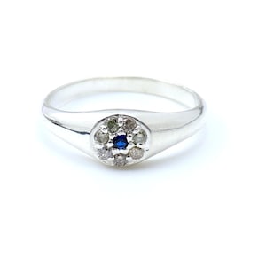 Blue Sapphire Diamond Ring , 925 Sterling Silver Sapphire Handmade Ring , Victorian Inspired Sapphire Ring , Gift For Her