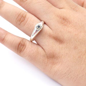 Blue Sapphire Diamond Ring , 925 Sterling Silver Handmade Ring ,Dainty September Birthstone Ring , Classic Stacking Ring , Gift For Her