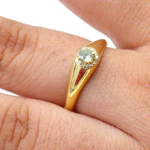 Grüner Saphir Verlobungsring, Ovaler grüner Saphir in 14K Gold überzogen, Saphir und Diamant-Ringe, hellgrüner Saphir, Geschenk für sie