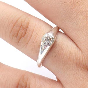 Dainty Diamond Sterling Silver Band Ring: Handmade Minimalist Jewelry
