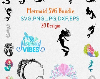 Mermaid SVG Bundle – 20 Beautiful Ocean and Sea-Inspired Designs for Cricut and Silhouette | Beach Quotes, Seashells & Mermaid Tails PNG Art