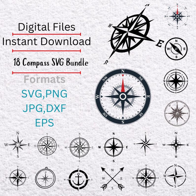 Compass SVG Bundle: Adventure & Nautical Designs (digital Download - Etsy