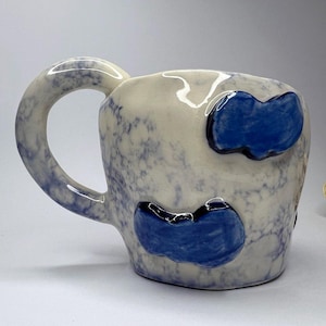 Ceramic Mug Handcrafted Gift With Blue Cloud For Coffee and Tea Lovers For Birthday Gift For Sky Lover