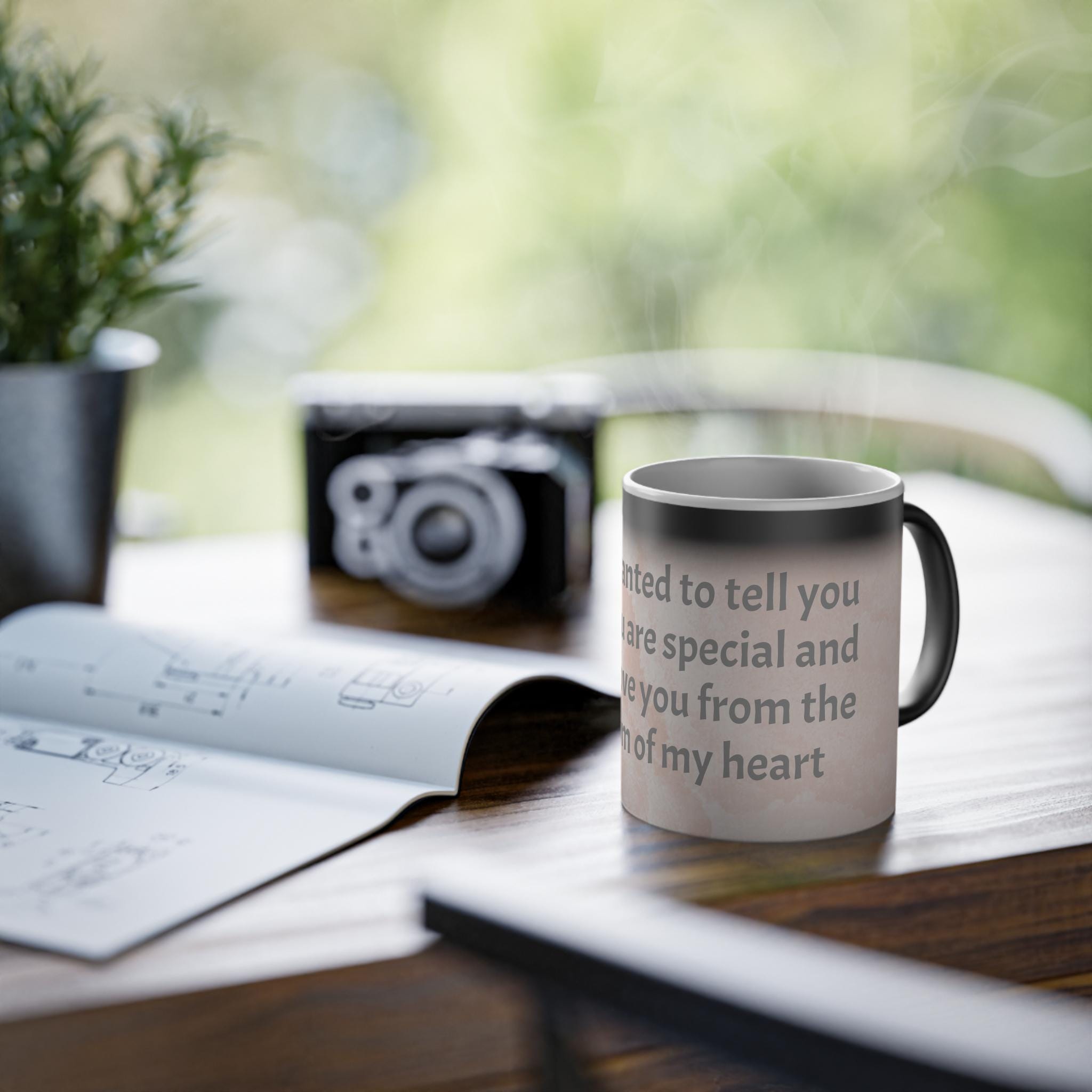 Personalized Magic Mug, 11oz - Secret Message, Cute, Inspiring Gift - Custom Color Changing Cup for Coffee and Tea, Hidden Quote