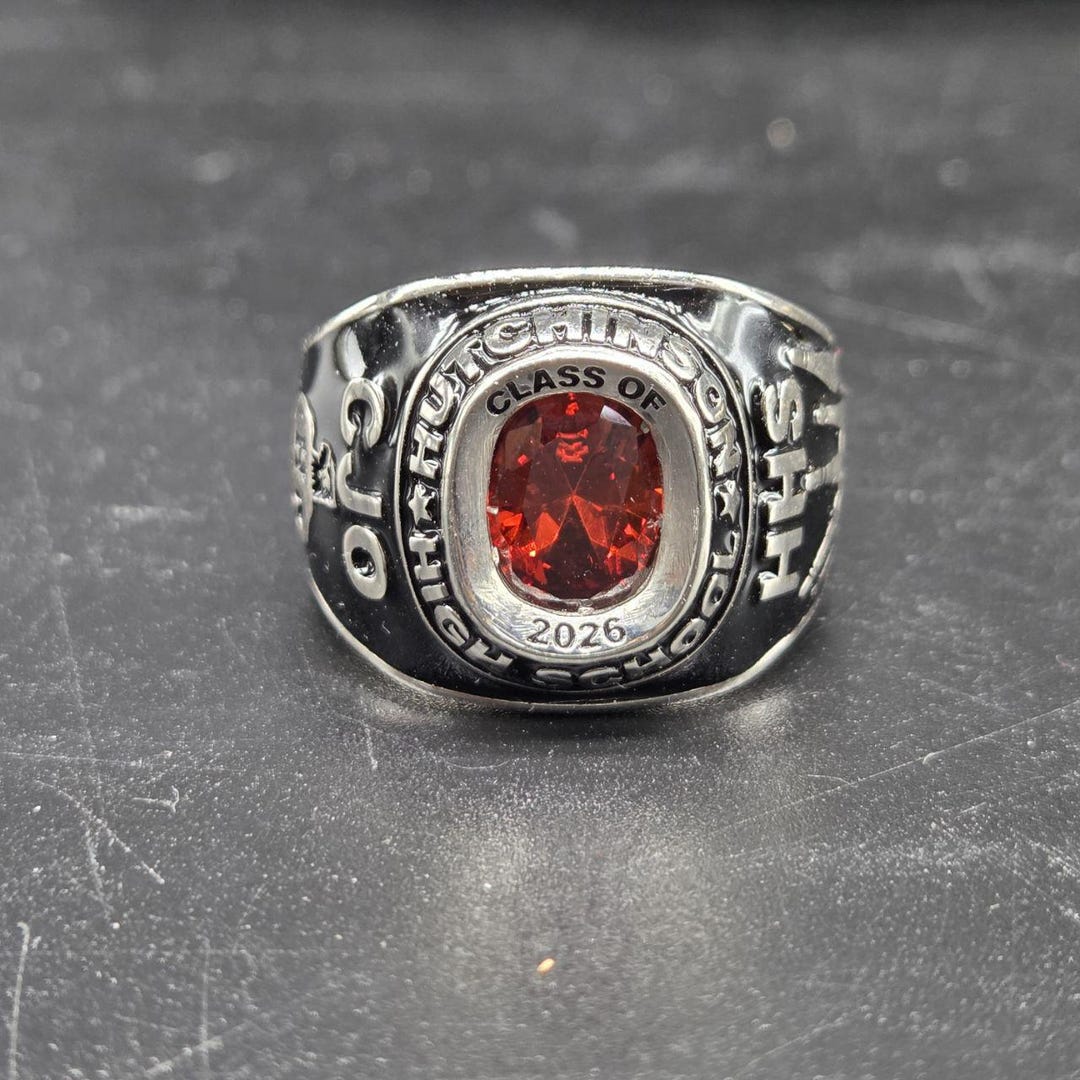 Unique Class of 2026 Men’s Graduation Ring Red Square Gem Custom High ...