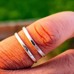 Sterling Silver Double Layer Band Ring: Adjustable Minimalist Statement Jewelry