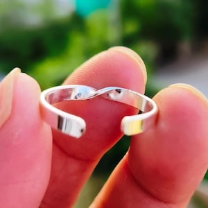 Bindebandring, 925 Sterlingsilber-Breitband, minimalistischer Daumenring, Unisex verstellbarer Silberring, handgemachter Statement-Schmuck