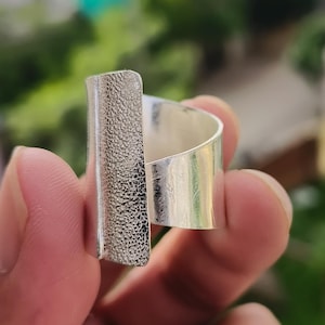 Adjustable Band Ring, 925 Sterling Silver Wide Band, Minimalist Thumb Ring, Unisex Open Ring, Handmade Adjustable Silver Jewelry