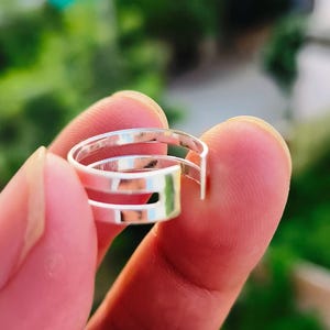 Adjustable Band Ring, 925 Sterling Silver Wide Band, Minimalist Thumb Ring, Unisex Silver Statement Ring, Handmade Rustic Jewelry