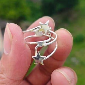Dainty Sterling Silver Star Ring: Adjustable Celestial Jewelry