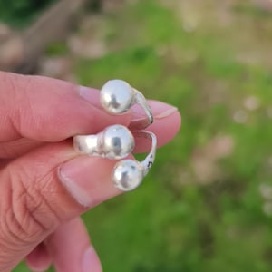925 Sterling Silver Ball Open Ring: Adjustable Modern Boho Jewelry