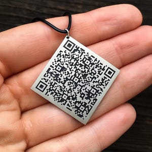 Personalized Sterling Silver QR Code Necklace: Memorial Gift