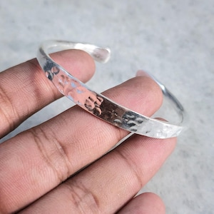 Sterling Silver Cuff Bangle – Handmade, Adjustable, Classic Silver Jewelry