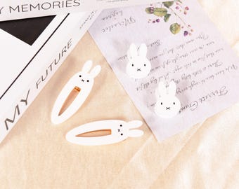 Kawaii Bunny Hair Clips Setof 2, Pastel Girlcore Barrettes, Cute Coquette Hair Accessories, Gift for Her