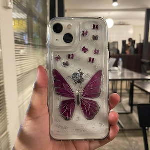 Uniek telefoonhoesje van vlinderhars – op maat gemaakt esthetisch iPhone-hoesje – handgemaakte doorzichtige telefoonhoes