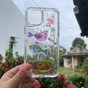 Unique Fish Resin Phone Case – Custom Aesthetic iPhone Case – Handmade Clear Phone Cover