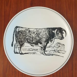 Fantastic large retro plate with bull from 70s IKEA made in Portugal