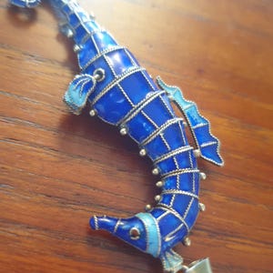Antique silver enamel Seahorse from China