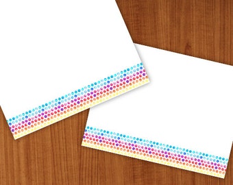 watercolor dots border paper with envelope, stationery for pen pals, snail mail