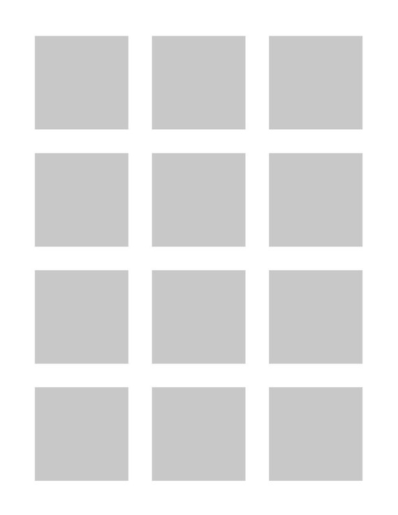 Psd Template 12 Squares 2 Inches | Etsy