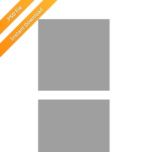 Puede incluir: Una maqueta de diseño digital con dos formas rectangulares grises sobre un fondo blanco. Una pancarta diagonal naranja en la esquina superior izquierda dice ".PSD file Instant Download".