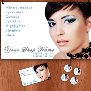 Maquillage, bannière bleu ombre à paupières Etsy et entreprises mis en bannière, avatar, carte de visite, autocollants, bannière foire artisanale