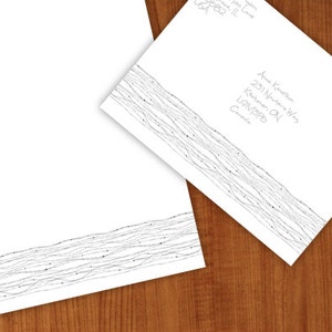 printable abstract lines paper with envelope, stationery for pen pals, snail mail