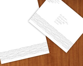 printable abstract lines paper with envelope, stationery for pen pals, snail mail