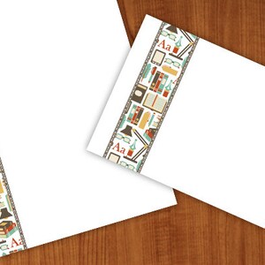 books school college teacher paper with envelope, stationery for pen pals, snail mail