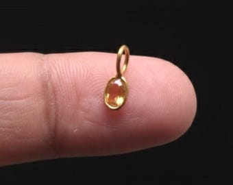 Citrine Charm, 18k Solid Gold Charm, Natural Citrine Charm, Gold Charm, Handmade Gold Charm, Charm Pendant, Charm Gemstone Pendant