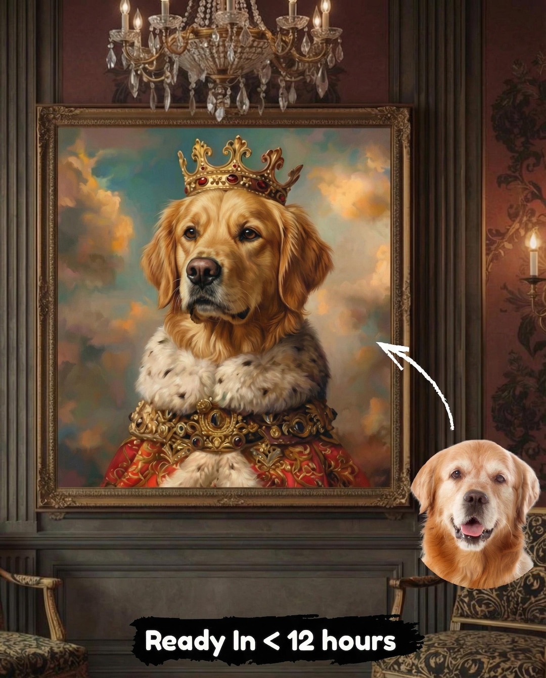 Royal Pet Portrait From Photo, Custom Renaissance Dog Cat Regal Gift - Etsy