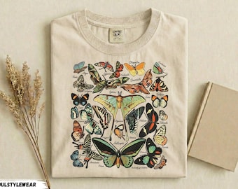 Butterfly Shirt, Comfort Colors Luna Moth, Vintage Specimen Chart Tee
