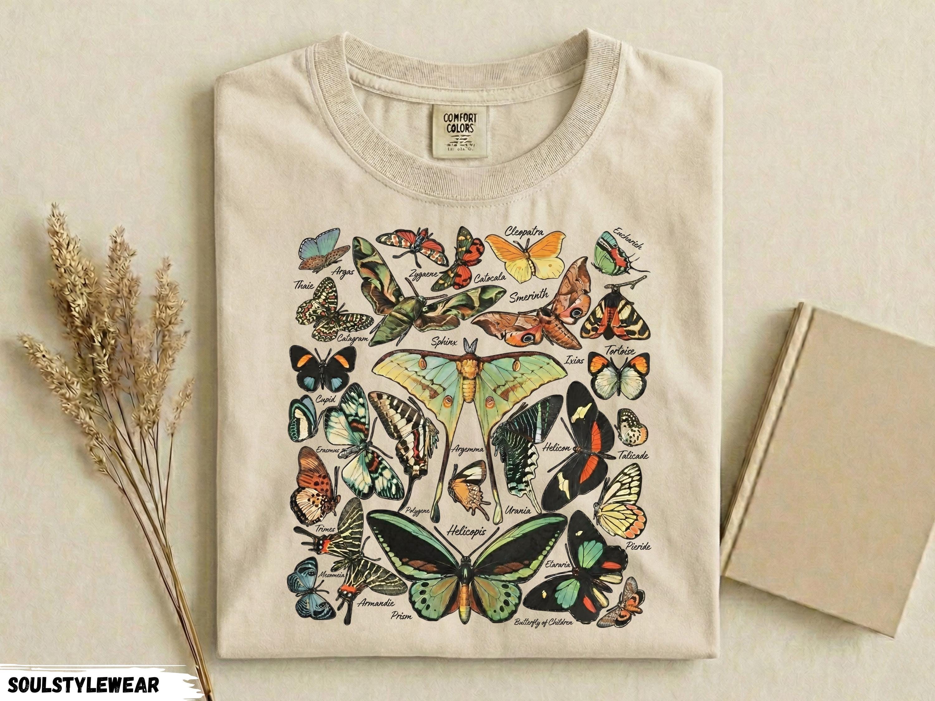 Butterfly Moth Shirt, Vintage Specimen Chart Comfort Colors Tee 
