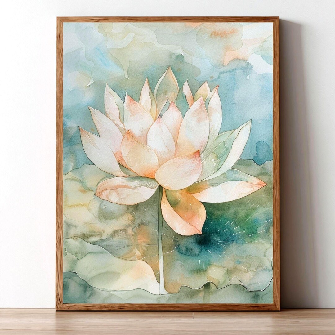 Lotus Flower Wall Art, Pink Lily Canvas Artwork, Zen Floral Poster ...