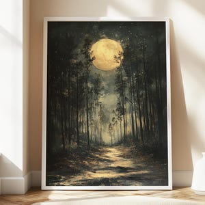 Moonlit Forest Printables, Night Landscape Digital Print, Instant Download Wall Art, Nature Digital Downloads, Mystical Woodland Decor