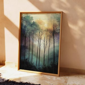 Ethereal Forest Digital Print, Mystical Woodland Landscape Painting, Dreamy Nature Scene, Instant Download Wall Art, Digital Prints